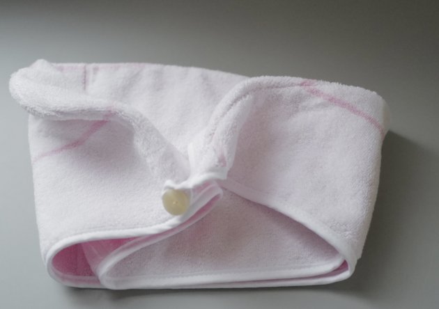 擦髮帽 長方幾何 白色粉線條